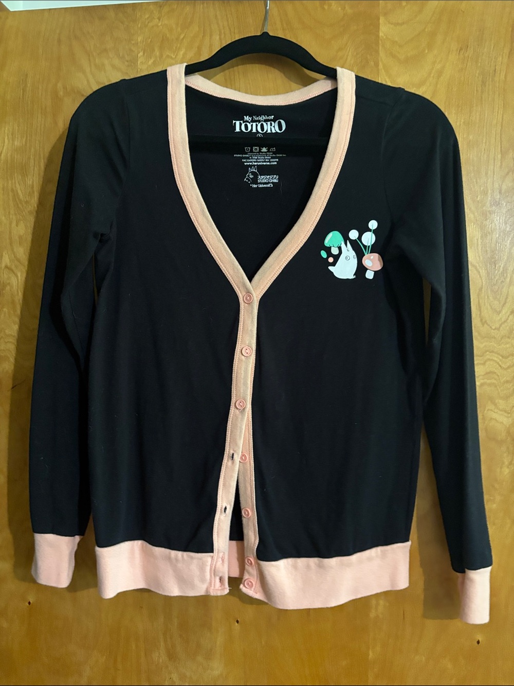 Studio Ghibli Navy Cardigan with Pink Trim